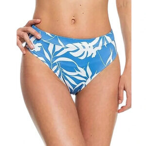 NWT Roxy Women's Love Angel Bikini Bottoms Tropical Print Blue Size L